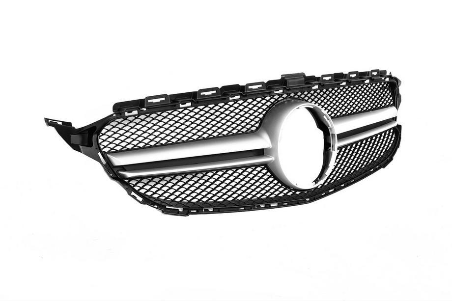 Mercedes C-class W205 2014-2021 Frontgrill AMG Silber (für Avantgarde/AMG-Line/C43 AMG) 2014-2018, ohne Kamera Foto 9