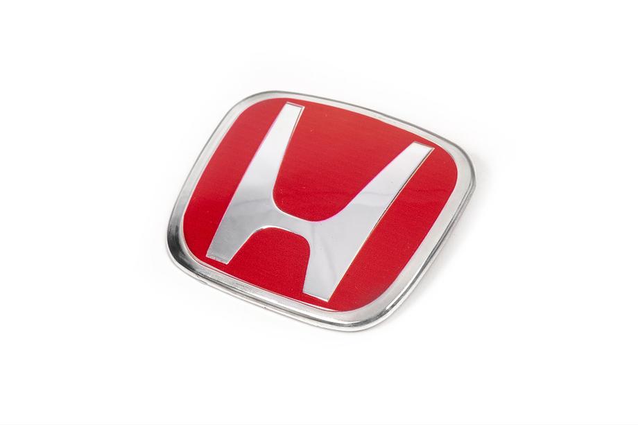 Honda Emblem (rot, selbstklebend) 120mm x 100mm (Befestigungsabstand 50mm) Foto 2