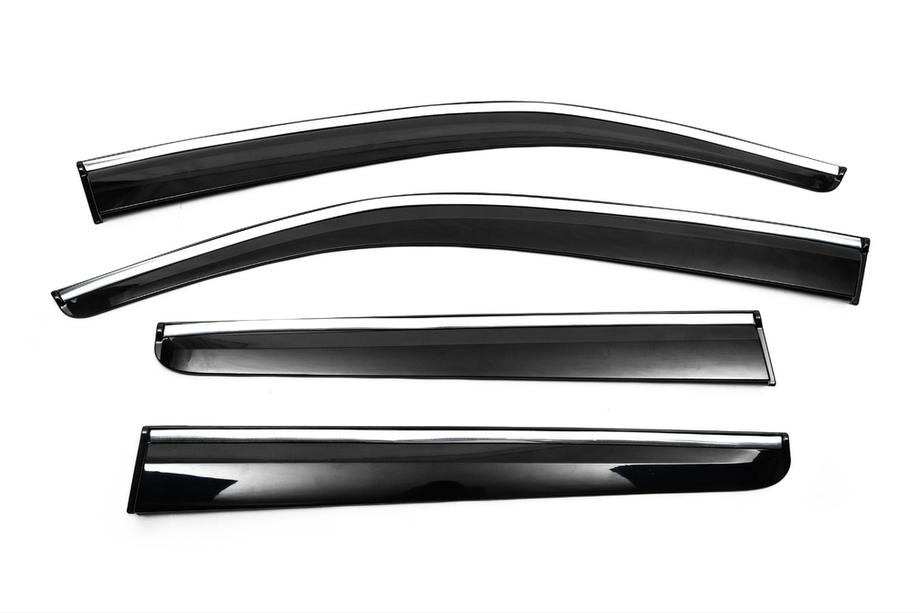 Volkswagen Amarok 2010-2022 Windabweiser mit Chromleisten (4 Stk., Sunplex Chrome) Foto 1