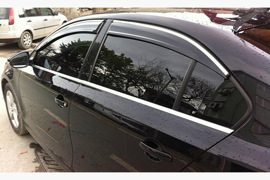 Volkswagen Jetta 2011-2018 Windabweiser mit Chromleisten (4 Stk., Sunplex Chrome) Foto 1