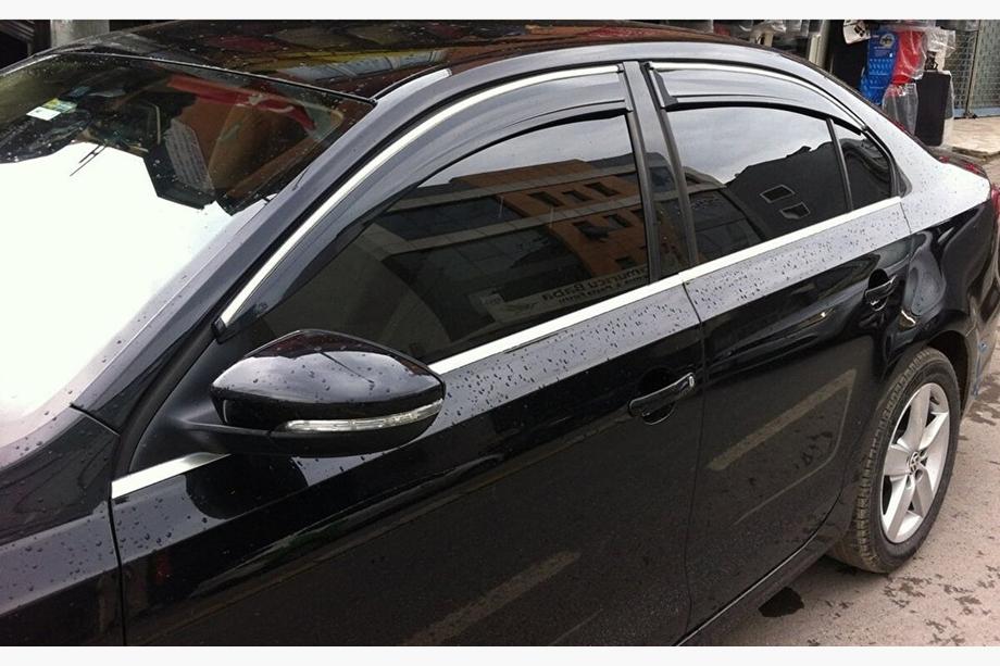 Volkswagen Jetta 2011-2018 Windabweiser mit Chromleisten (4 Stk., Sunplex Chrome) Foto 2