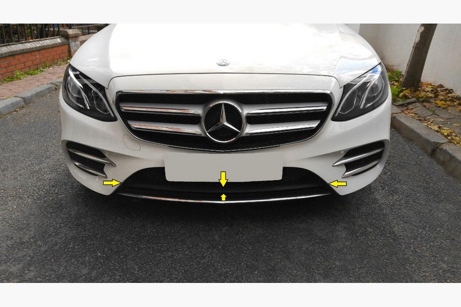 Mercedes E-class W213 2016-2023 Chromleiste für vordere Stoßstange 2016-2020 (Edelstahl) Foto 2